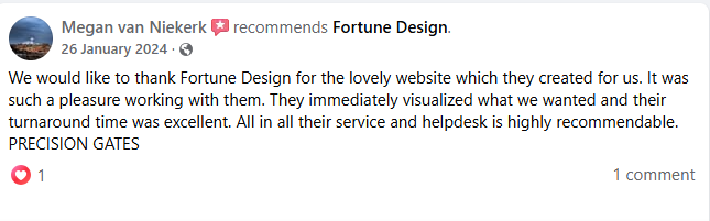 Precision Gates — Facebook review of Fortune Design