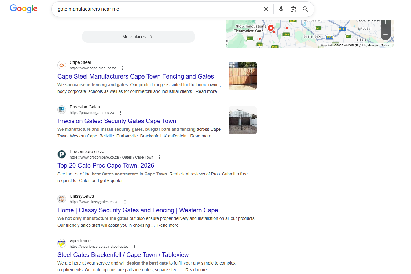 Precision Gates Google search results for "gate manufacturers near me"