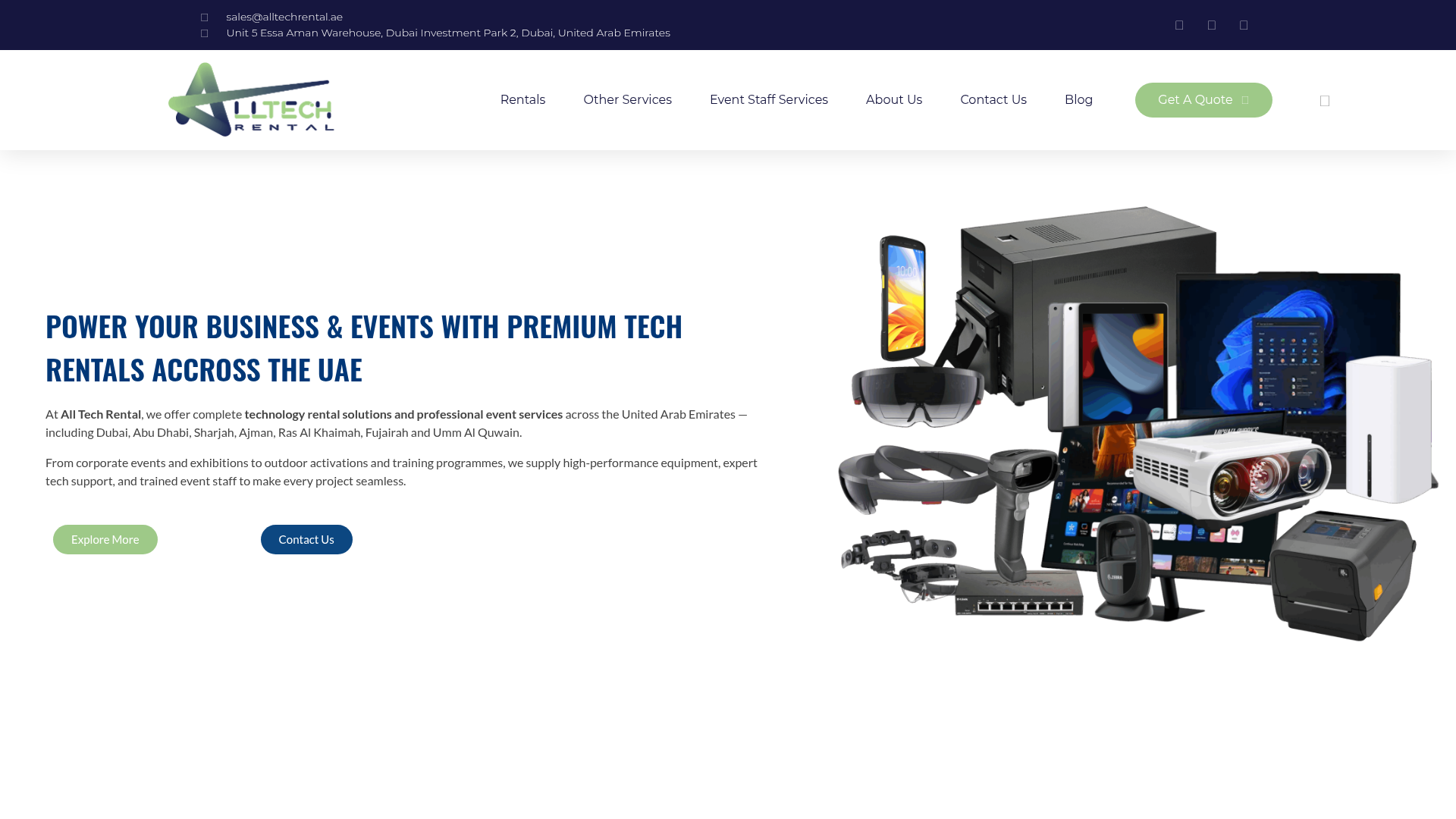 Alltech Rental UAE website