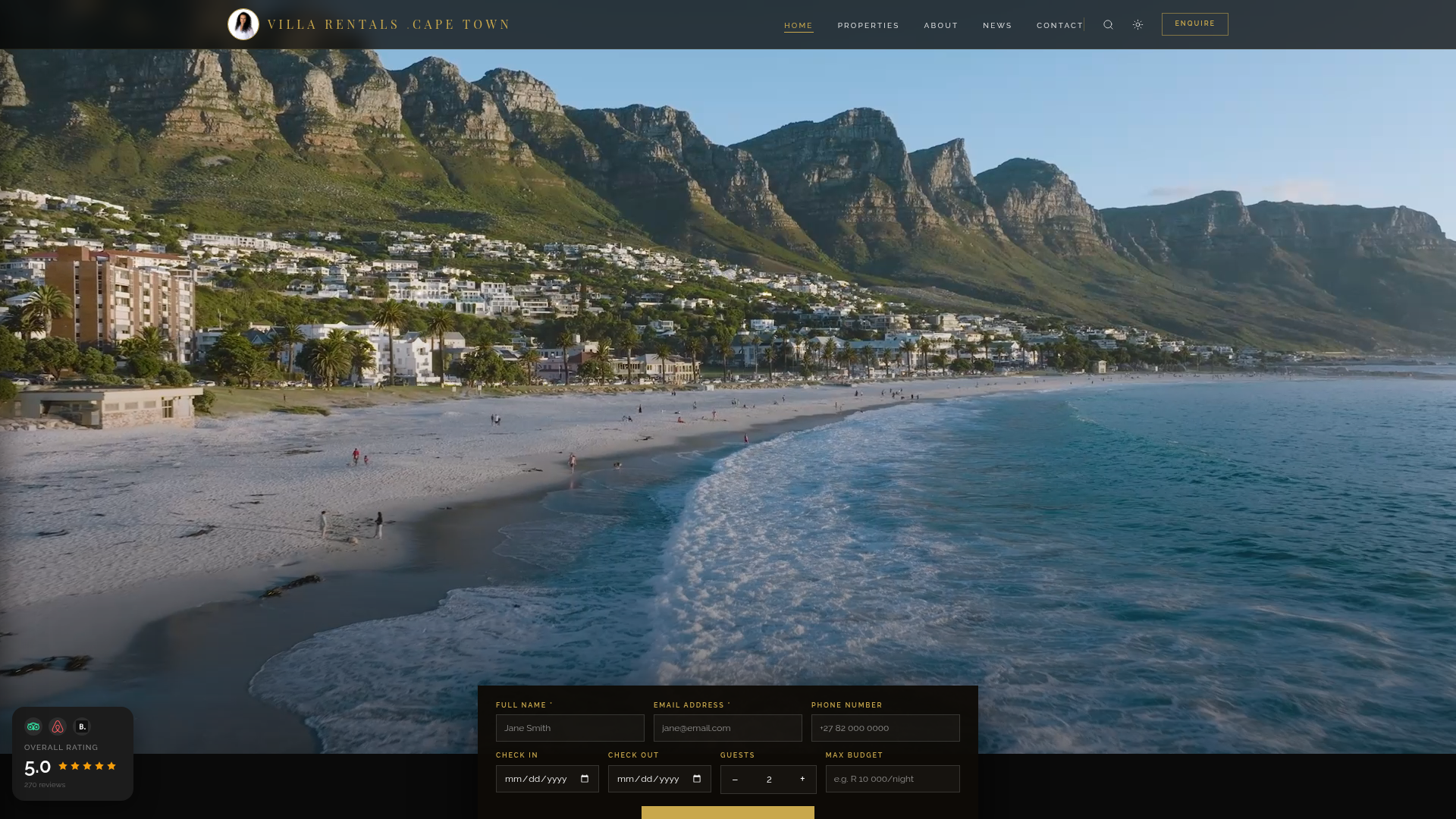 Cape Town Villa Camps Bay website